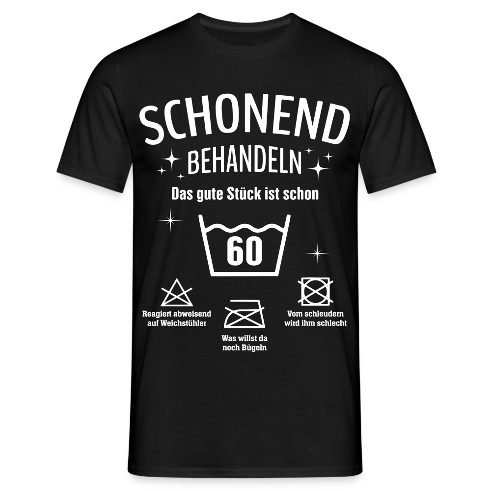 60. Geburtstags T-Shirt Schonend Behandeln - Das gute Stück is schon 60 Lustiges Geschenk Shirt - Schwarz