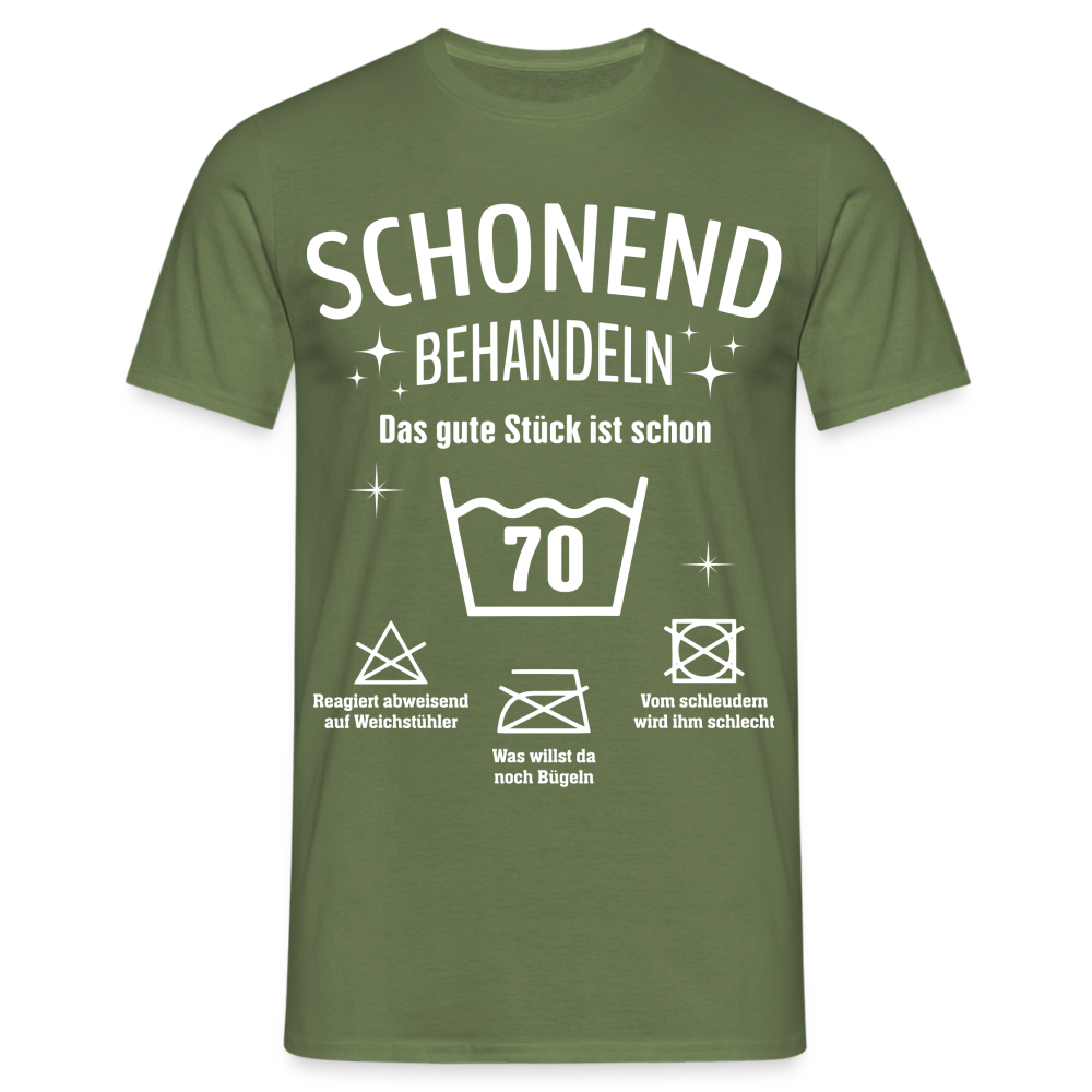 70. Geburtstags T-Shirt Schonend Behandeln - Das gute Stück is schon 70 Lustiges Geschenk Shirt - Militärgrün