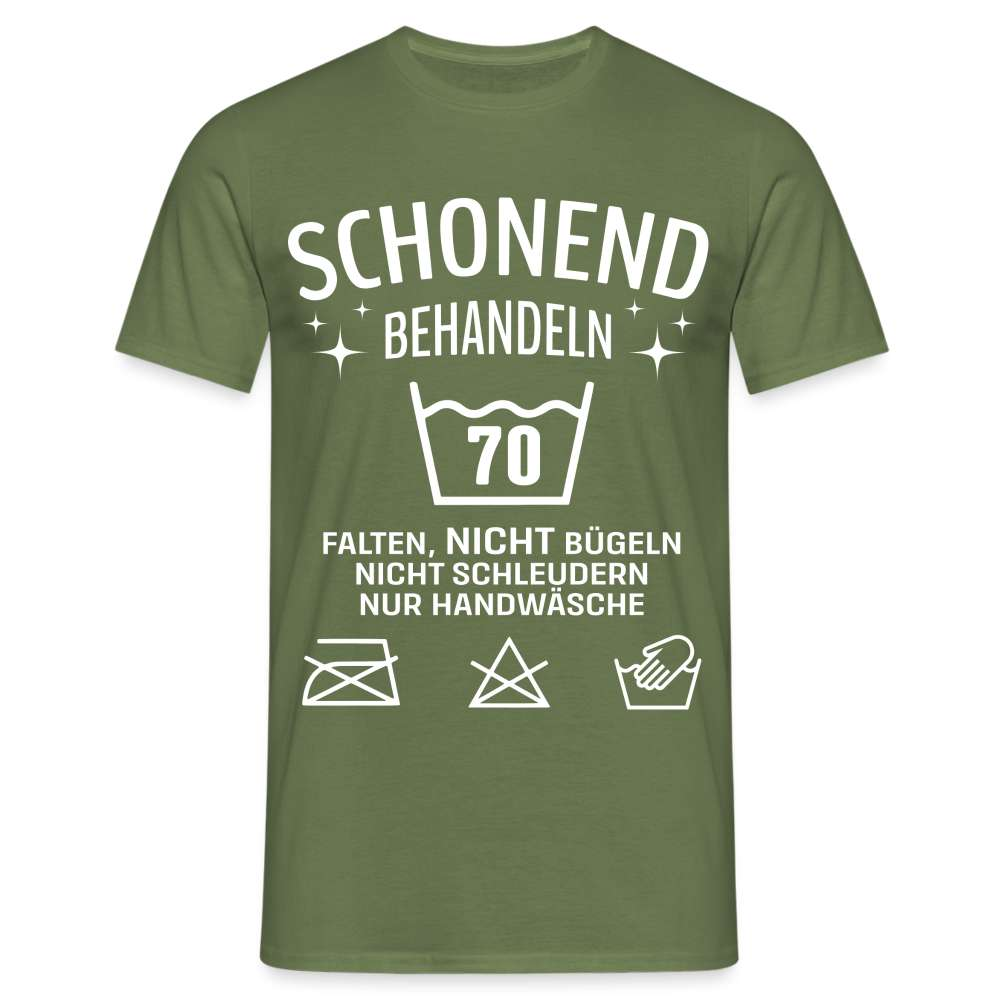 70. Geburtstag - Schonend behandeln - Lustiges Geschenk T-Shirt - Militärgrün