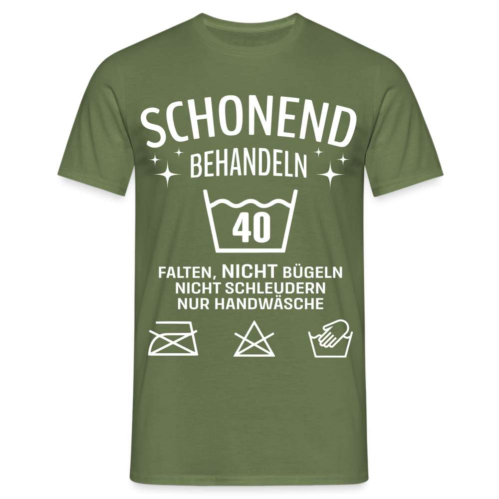 40. Geburtstag - Schonend behandeln - Lustiges Geschenk T-Shirt - Militärgrün