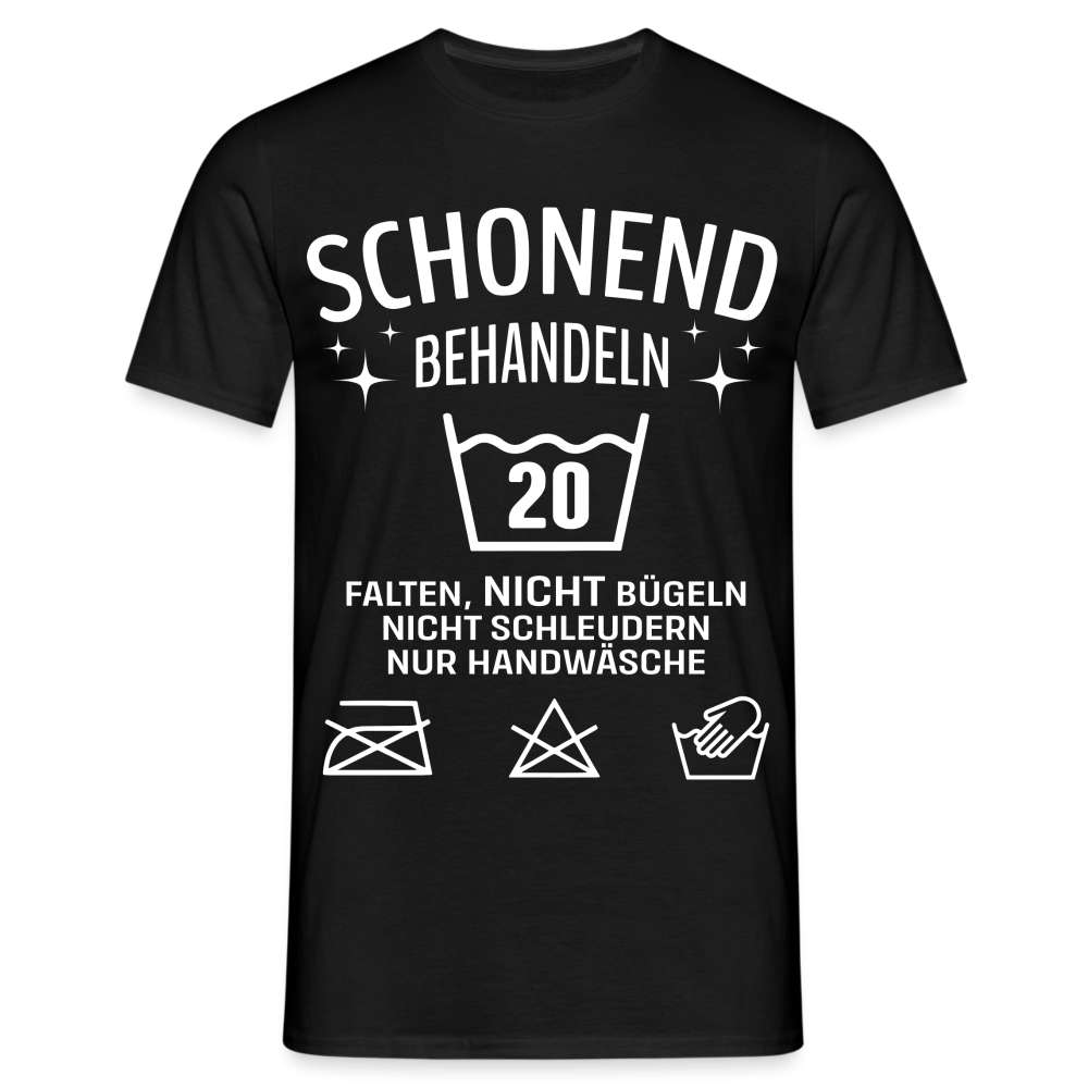 20. Geburtstag - Schonend behandeln - Lustiges Geschenk T-Shirt - Schwarz