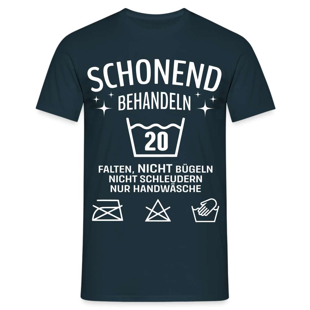 20. Geburtstag - Schonend behandeln - Lustiges Geschenk T-Shirt - Navy