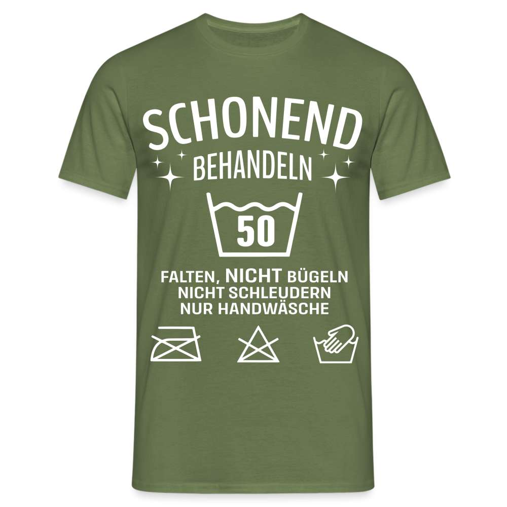 50. Geburtstag - Schonend behandeln - Lustiges Geschenk T-Shirt - Militärgrün