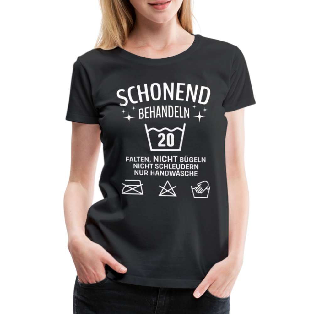 20. Geburtstag - Schonend behandeln - Lustiges Damen Geschenk T-Shirt - Schwarz