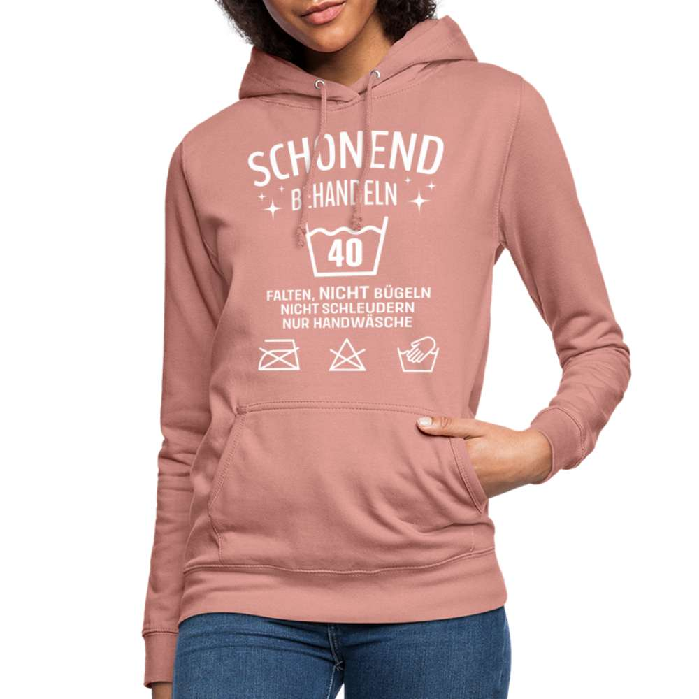 40. Geburtstag - Schonend behandeln - Lustiger Damen Geschenk Hoodie - Altrosa