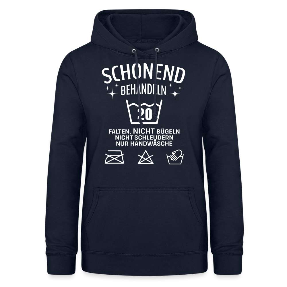 20. Geburtstag - Schonend behandeln - Lustiger Damen Geschenk Hoodie - Navy