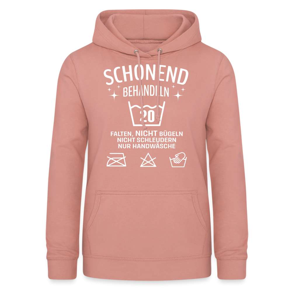 20. Geburtstag - Schonend behandeln - Lustiger Damen Geschenk Hoodie - Altrosa