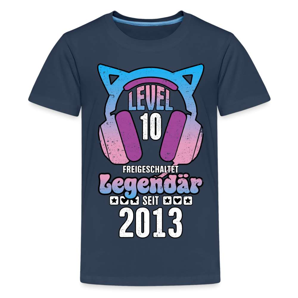 10. Geburtstag Gamer Shirt Level 10 Freigeschaltet Geschenk Premium T-Shirt - Navy