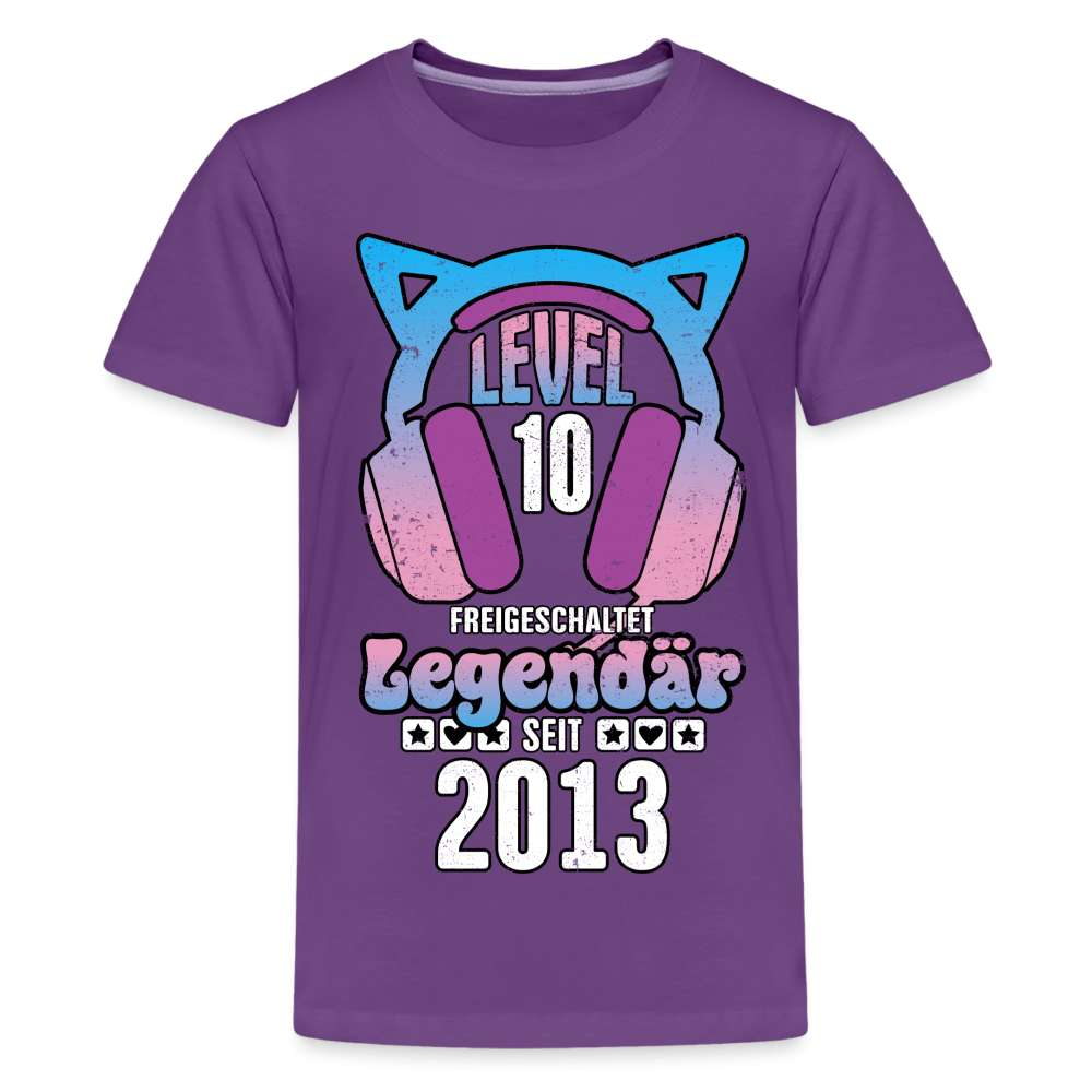 10. Geburtstag Gamer Shirt Level 10 Freigeschaltet Geschenk Premium T-Shirt - Lila