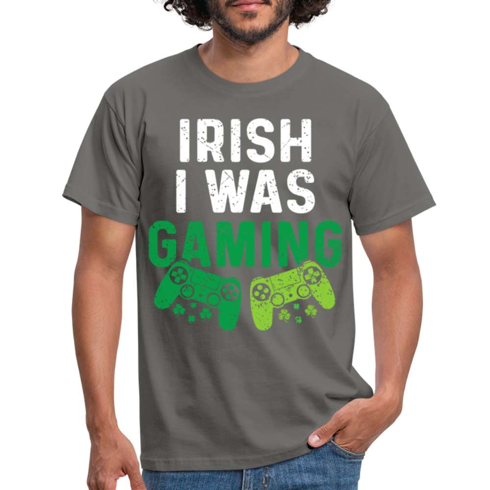 Irish I Was Gaming Funny St Patricks Day Gamer Geschenk T-Shirt - Graphit