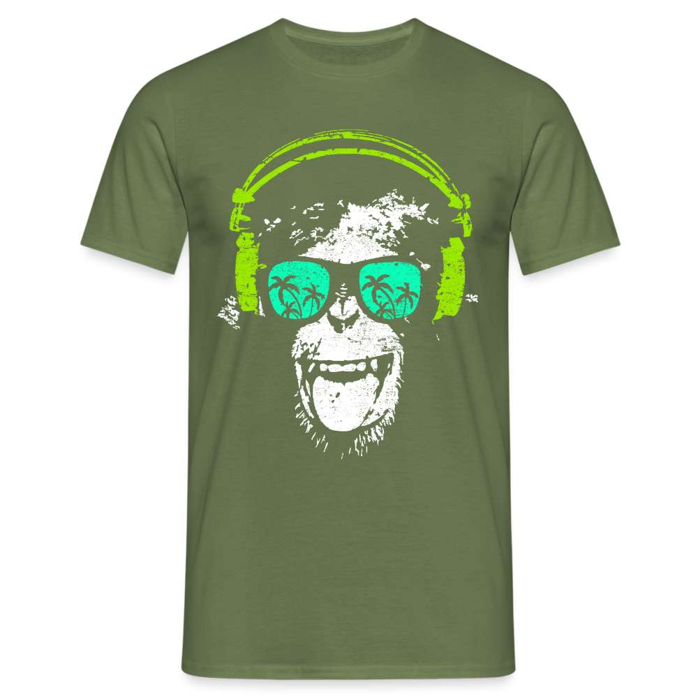 Lustiger DJ Alle mit Kopfhörer und Sonnenbrille - Lustiges T-Shirt - Militärgrün
