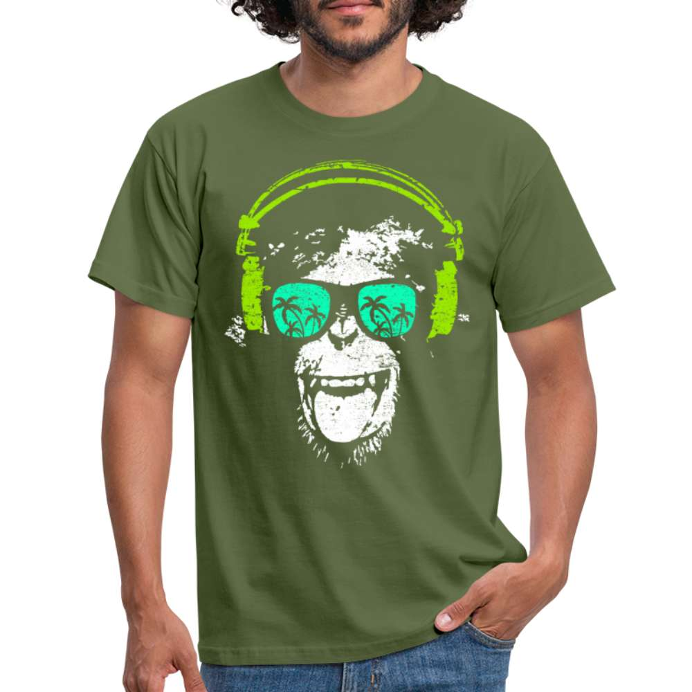 Lustiger DJ Alle mit Kopfhörer und Sonnenbrille - Lustiges T-Shirt - Militärgrün