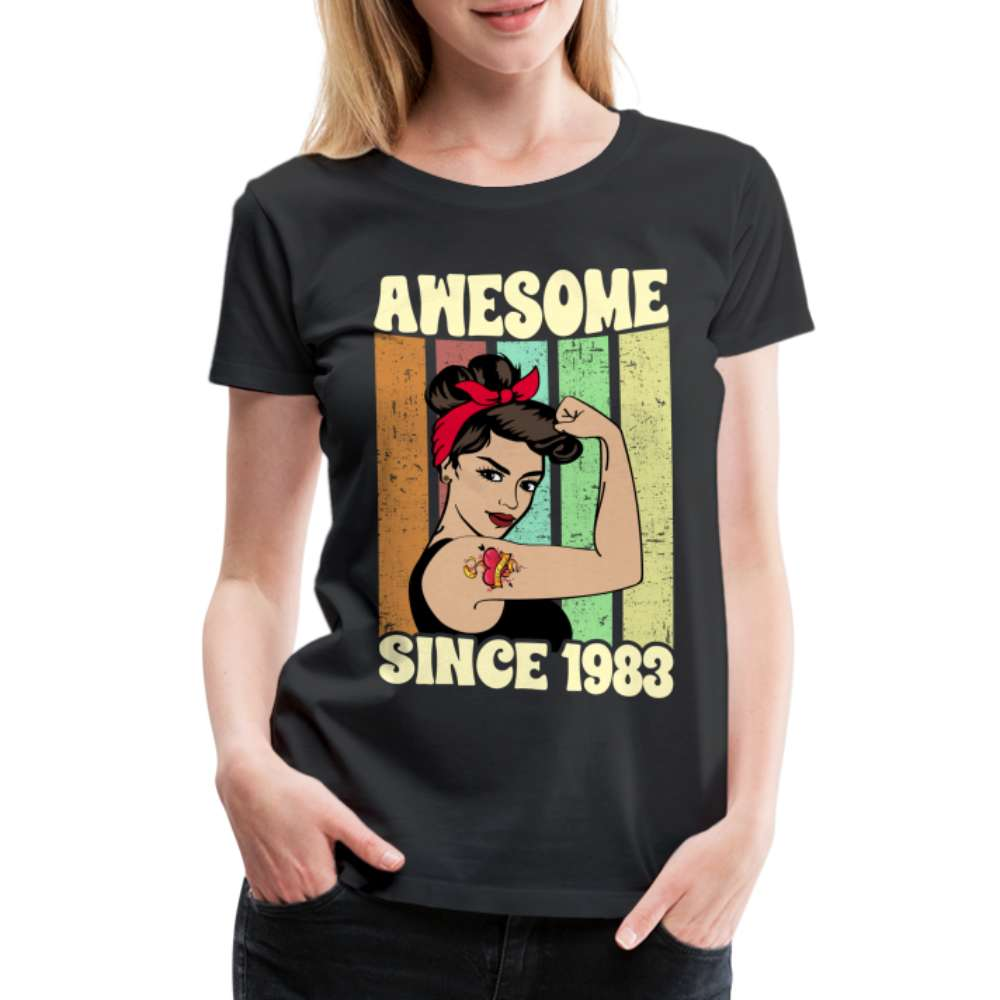 40. Geburtstag Frauen Shirt Strong Woman Awesome Since 1983 Geschenk T-Shirt - Schwarz