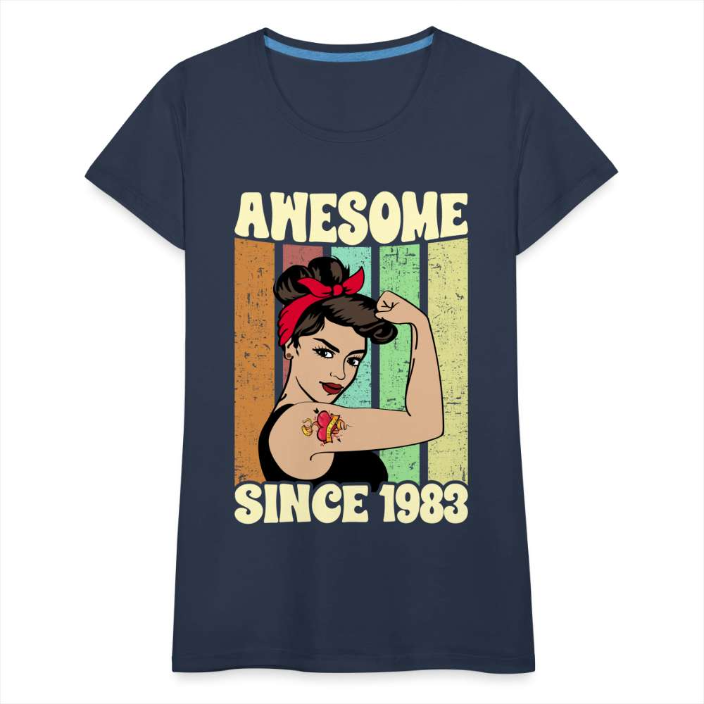 40. Geburtstag Frauen Shirt Strong Woman Awesome Since 1983 Geschenk T-Shirt - Navy