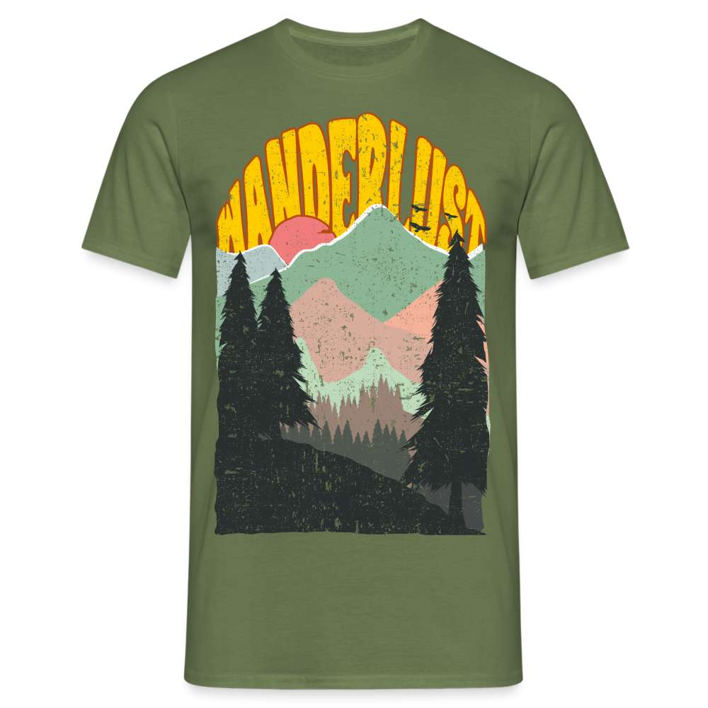 Wanderlust - Berge Wandern Bergmensch T-Shirt - Militärgrün