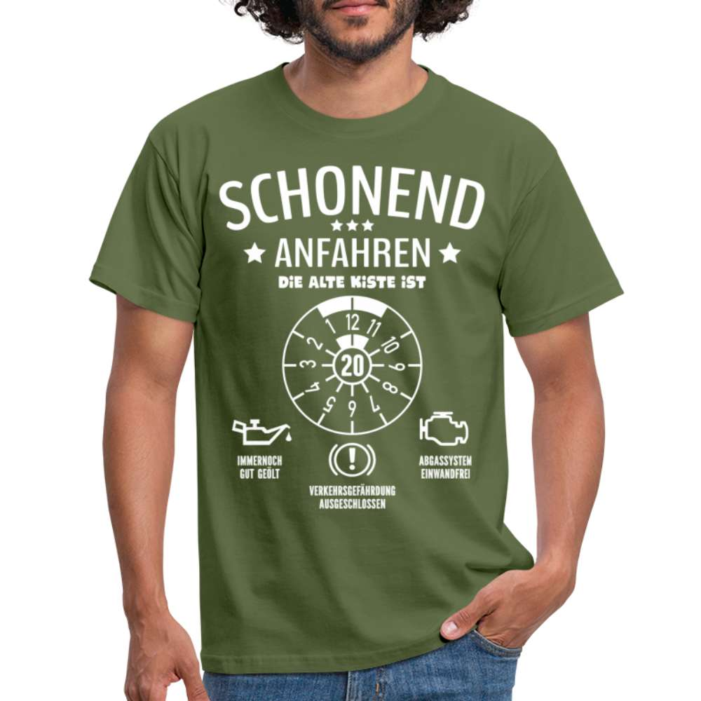 20. Geburtstag - Schonend Anfahren Mechaniker TÜV Geschenk T-Shirt - Militärgrün
