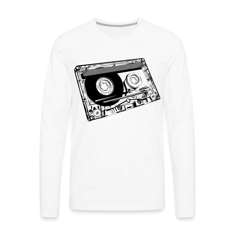 Musik Kassette 80er Retro Vintage Kassette Lustiges Premium Langarmshirt - weiß