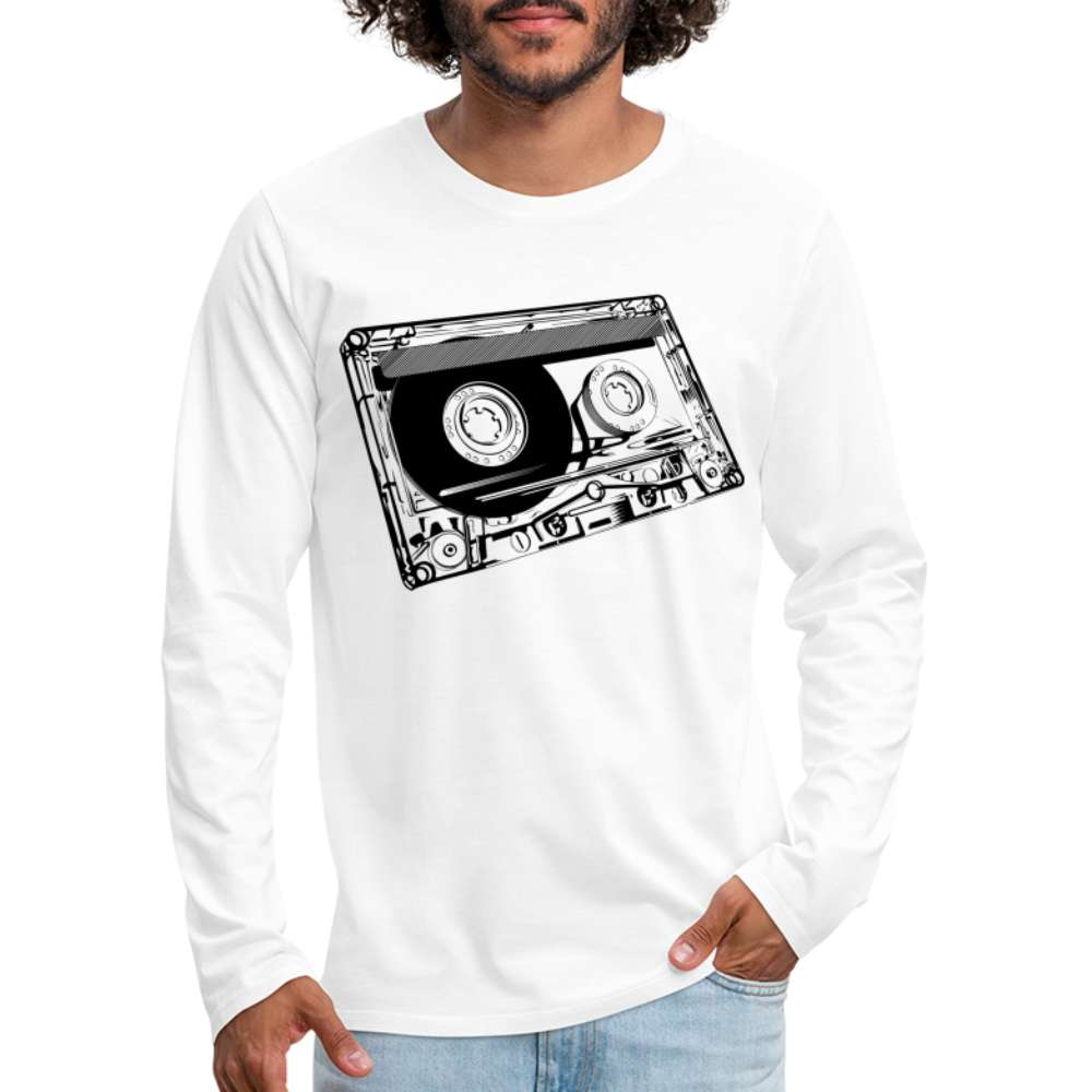 Musik Kassette 80er Retro Vintage Kassette Lustiges Premium Langarmshirt - weiß