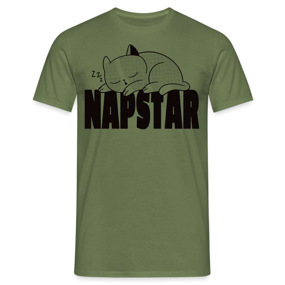NAPSTAR Faule Katze - keine Lust - Lustige T-Shirt - Militärgrün