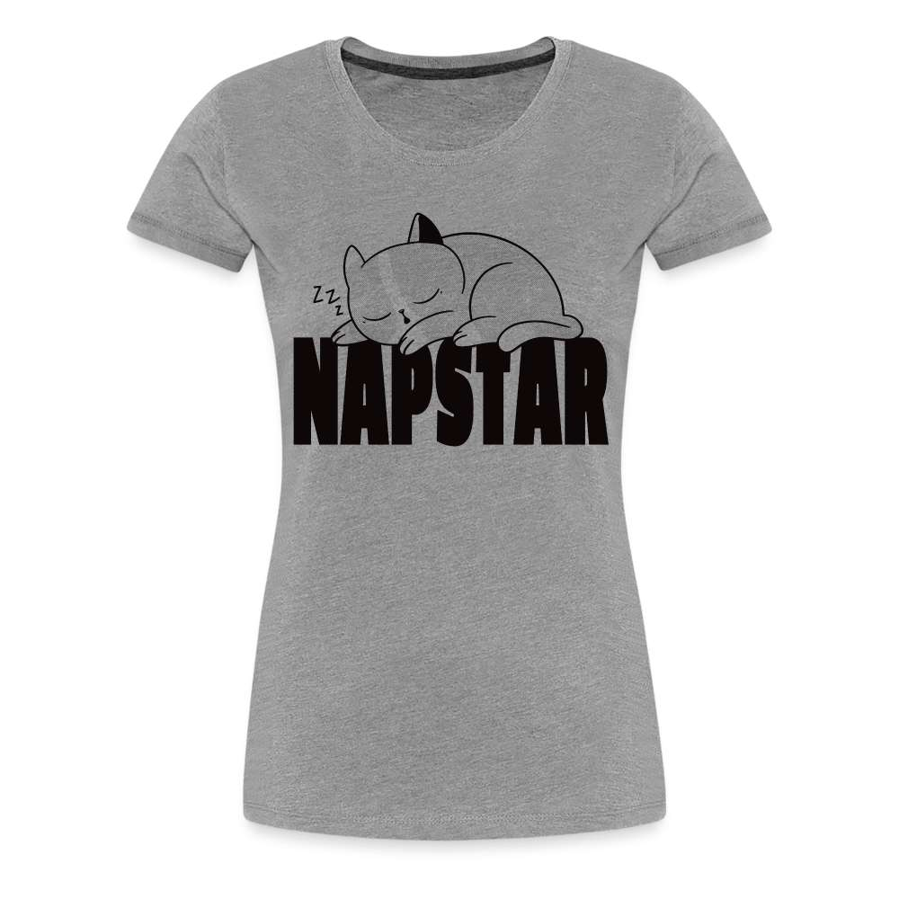NAPSTAR Faule Katze - keine Lust - Lustiges Frauen Premium T-Shirt - Grau meliert