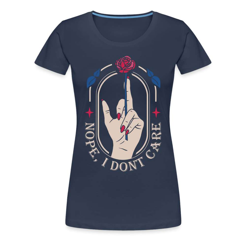 Mittelfinger Nope I Dont Care Lustiges Frauen T-Shirt - Navy