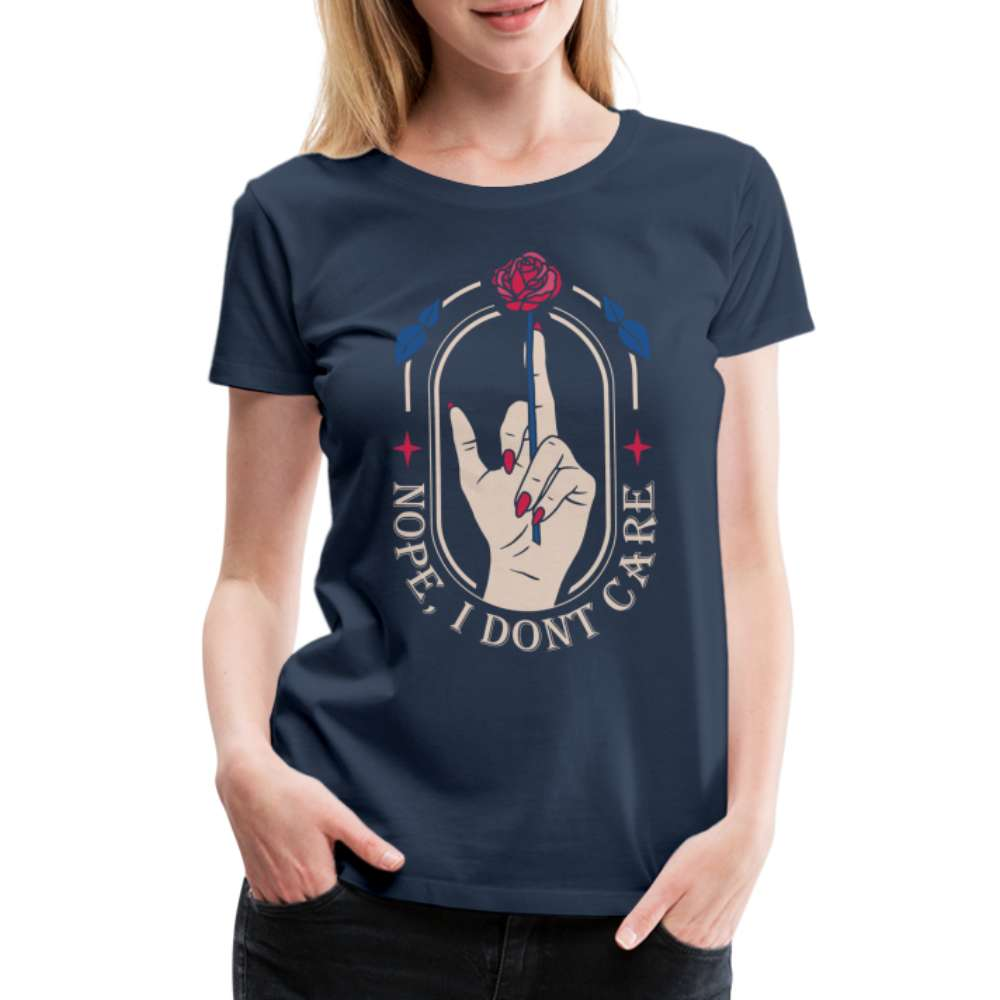 Mittelfinger Nope I Dont Care Lustiges Frauen T-Shirt - Navy