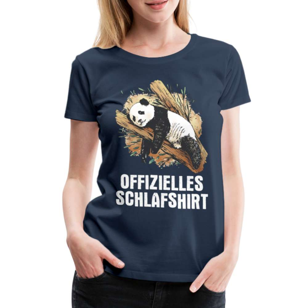 Panda Bär Offizielles Schlafshirt Lustiges Frauen Premium T-Shirt - Navy