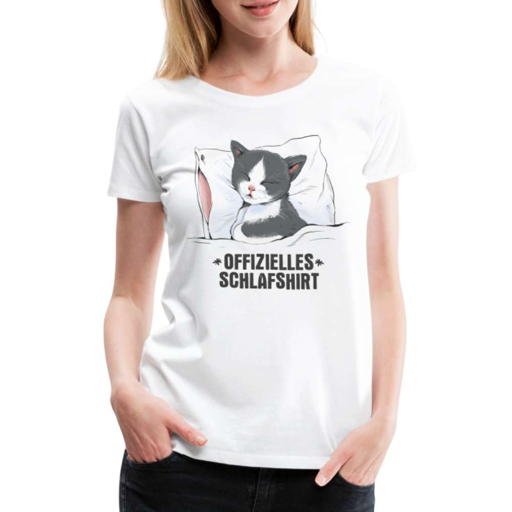 Süße Katze - Offizielles Schlafshirt - Lustiges Frauen Premium Shirt - weiß