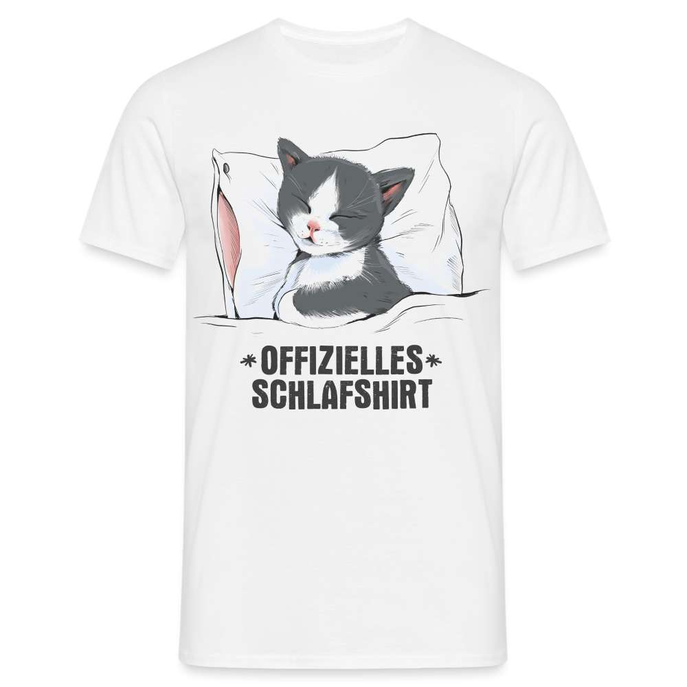 Süße Katze - Offizielles Schlafshirt - Lustiges T-Shirt - weiß