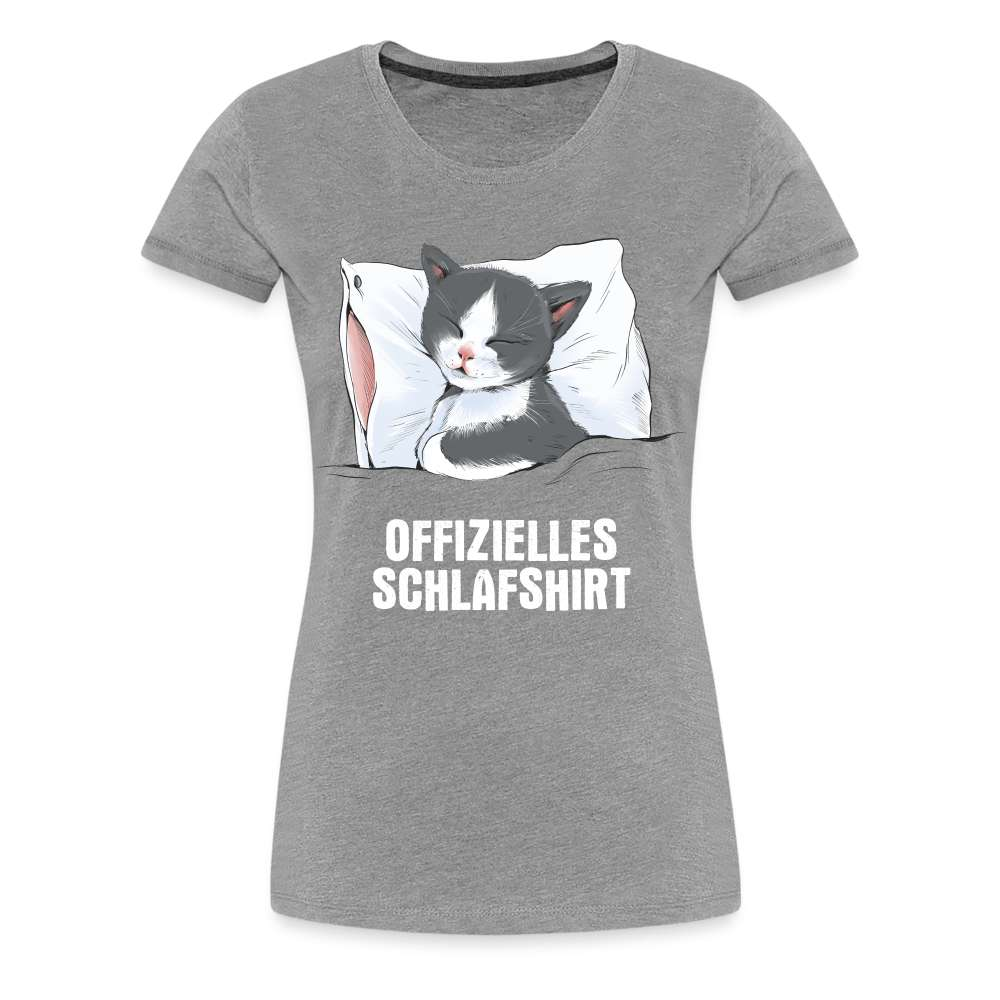 Süße Katze - Offizielles Schlafshirt - Lustiges Frauen Premium Shirt - Grau meliert