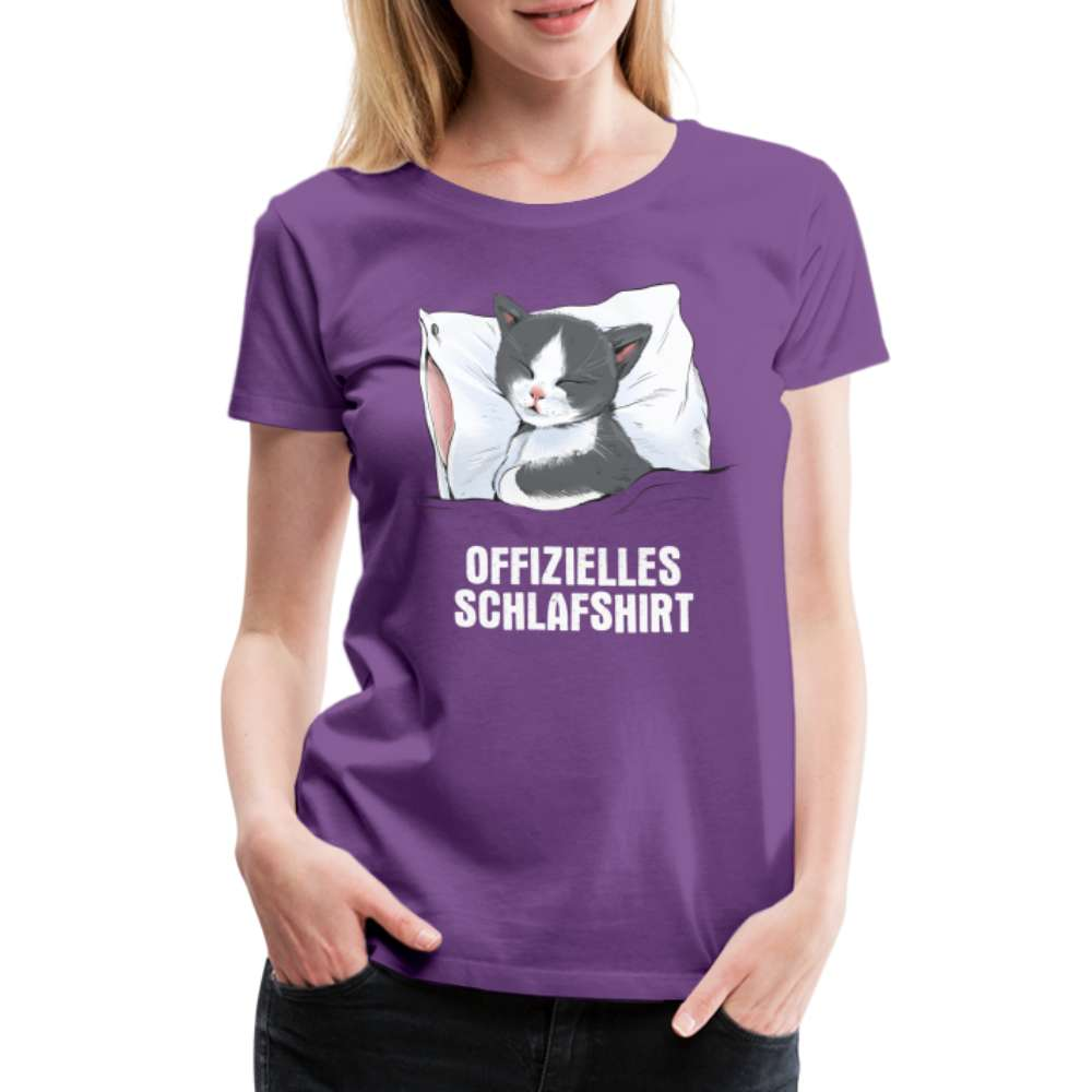 Süße Katze - Offizielles Schlafshirt - Lustiges Frauen Premium Shirt - Lila