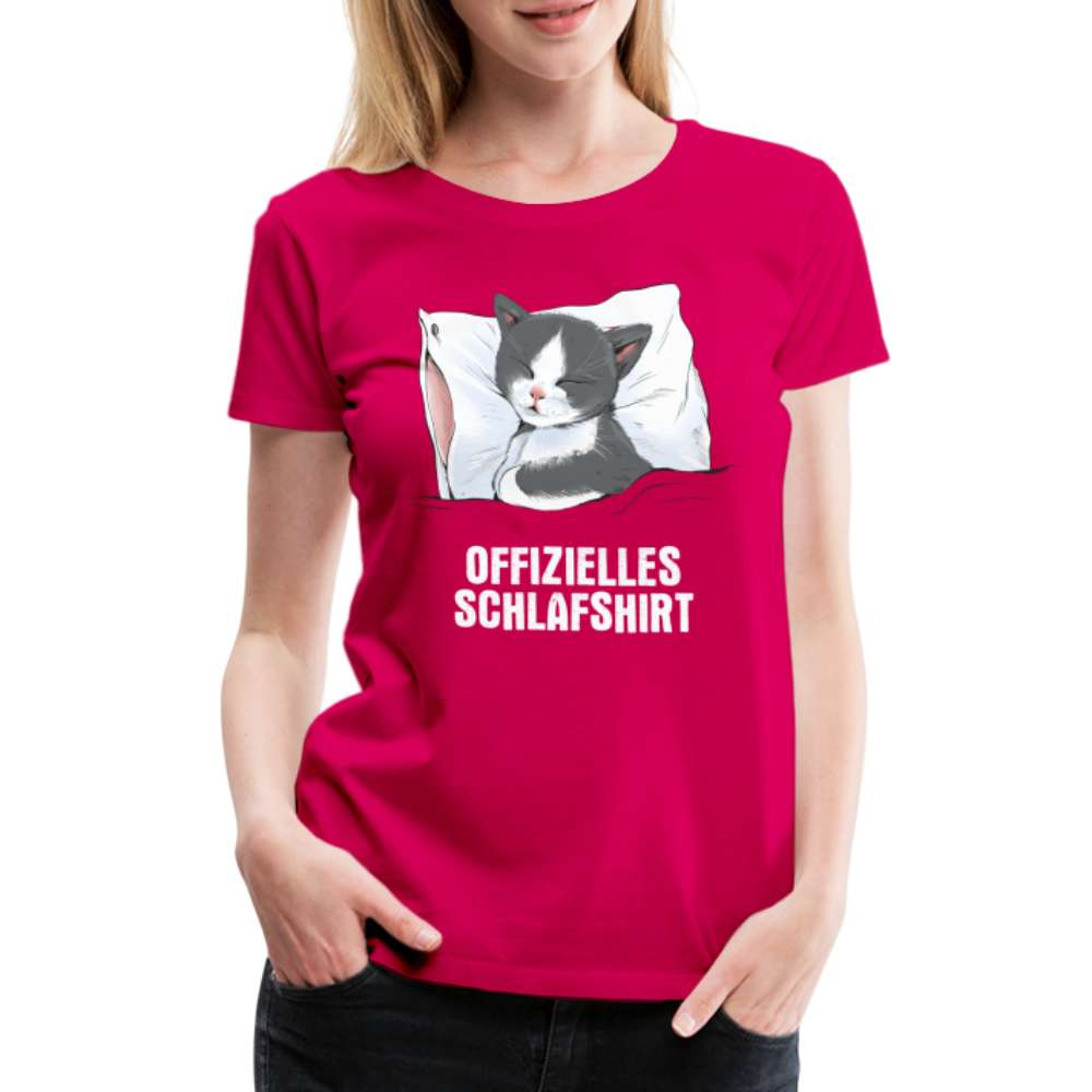 Süße Katze - Offizielles Schlafshirt - Lustiges Frauen Premium Shirt - dunkles Pink