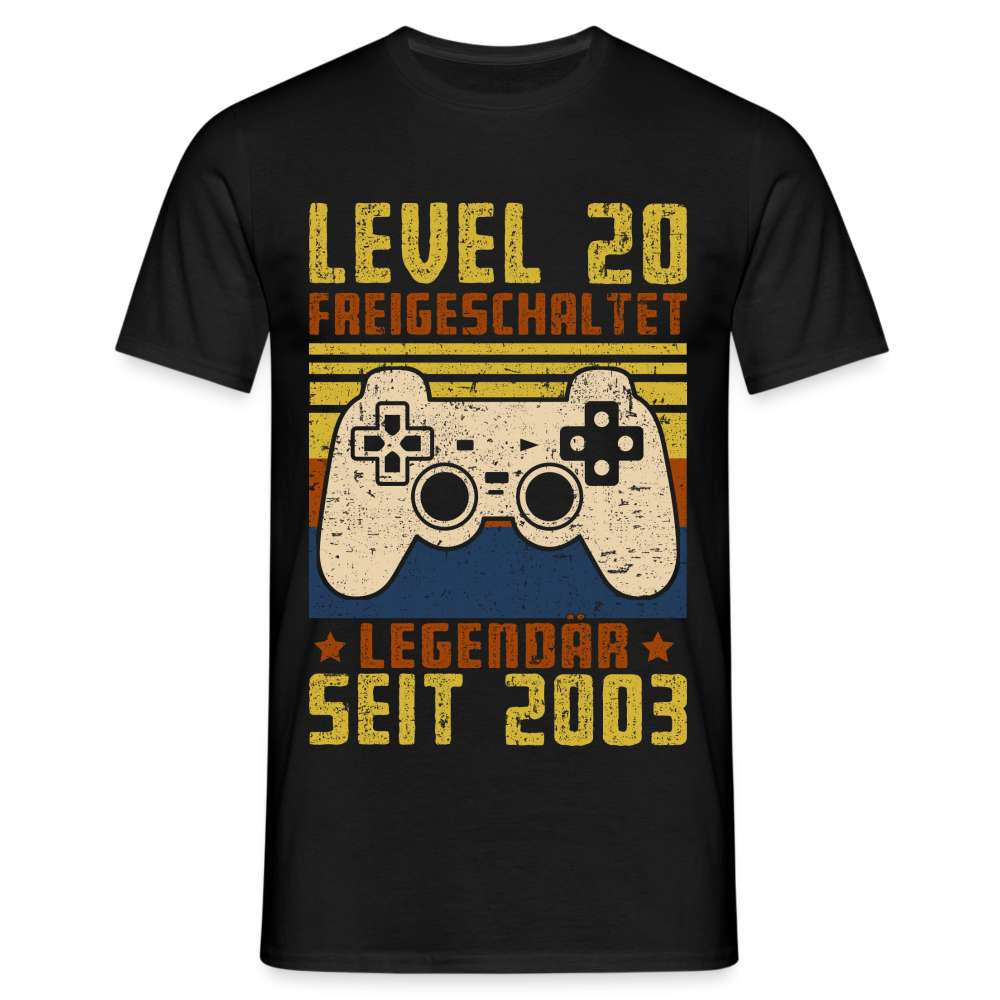 20. Geburtstag Gamer Gaming Shirt Legendär seit 2003 Geschenk T-Shirt - Schwarz