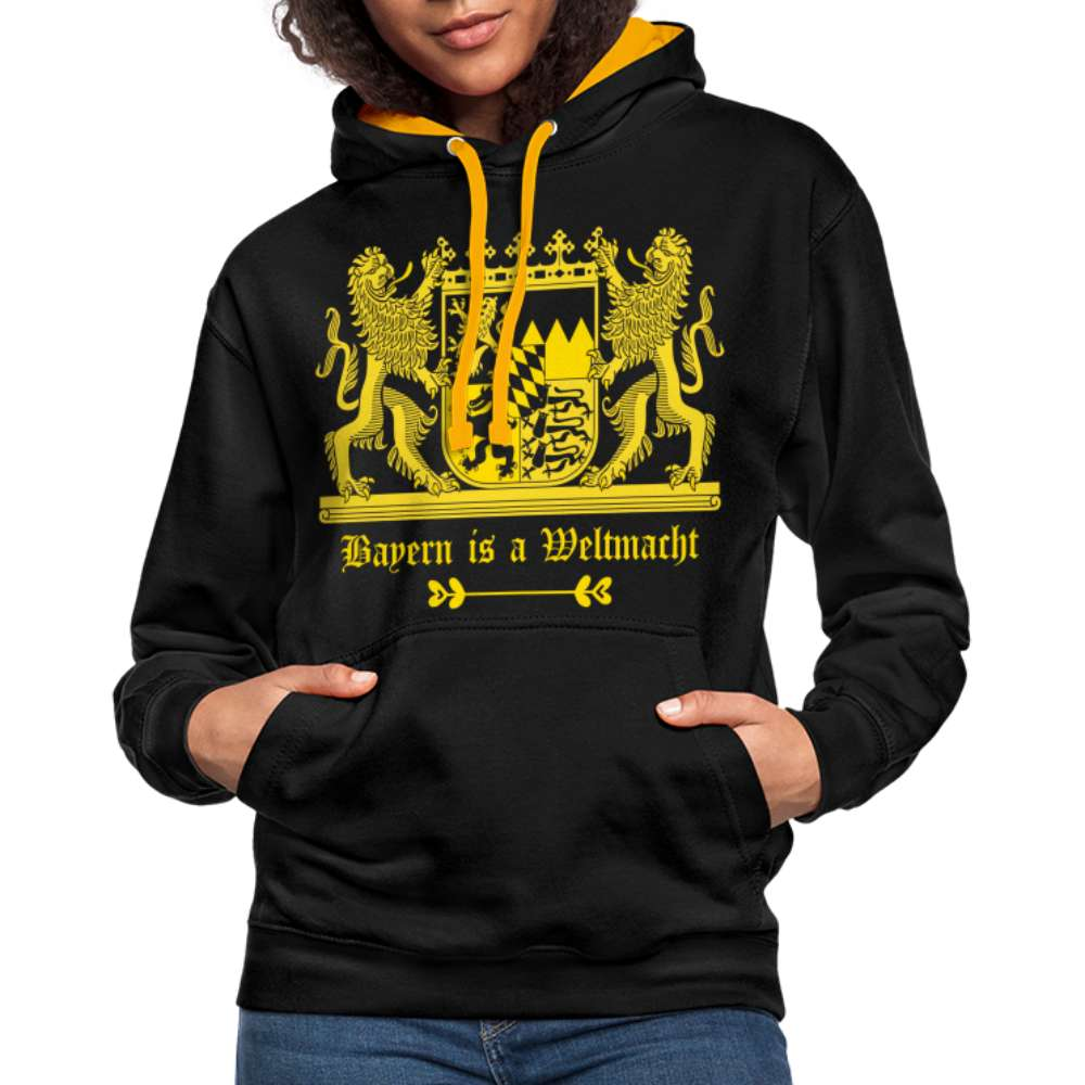 Bayern Is A Weltmacht - Bayern Wappen - Kontrast-Hoodie - Schwarz/Gold