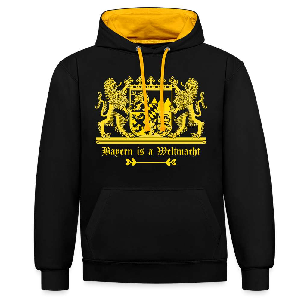 Bayern Is A Weltmacht - Bayern Wappen - Kontrast-Hoodie - Schwarz/Gold