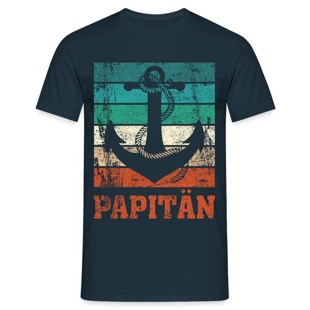 Vatertag Shirt Papa Papitän Anker Retro Style Geschenk T-Shirt - Navy