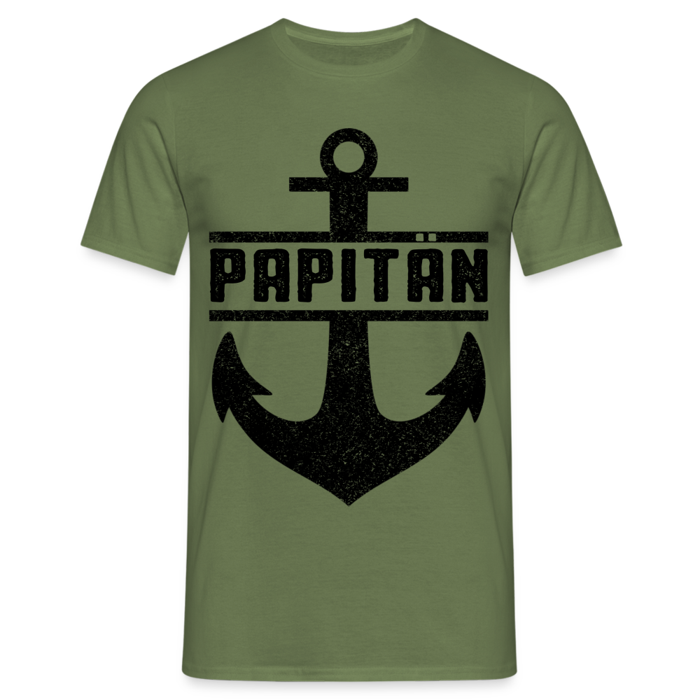 Vatertag Shirt Papa Papitän Anker Retro Style Geschenk T-Shirt - Militärgrün
