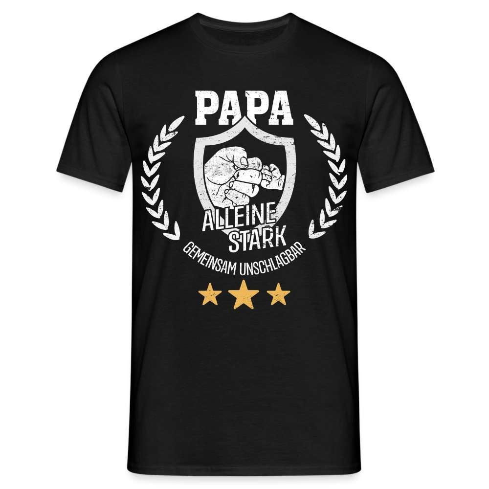 Vatertag Papa - Gemeinsam Unschlagbar Vater Sohn Tochter Geschenk T-Shirt - Schwarz