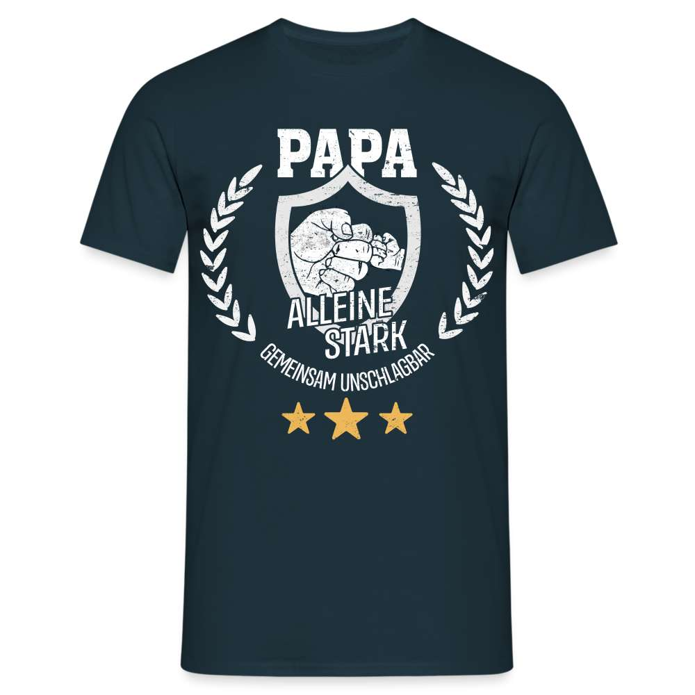 Vatertag Papa - Gemeinsam Unschlagbar Vater Sohn Tochter Geschenk T-Shirt - Navy