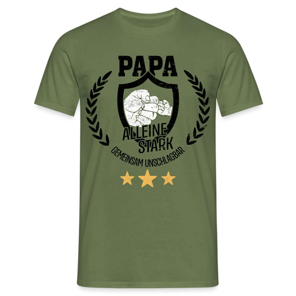 Vatertag Papa - Gemeinsam Unschlagbar Vater Sohn Tochter Geschenk T-Shirt - Militärgrün