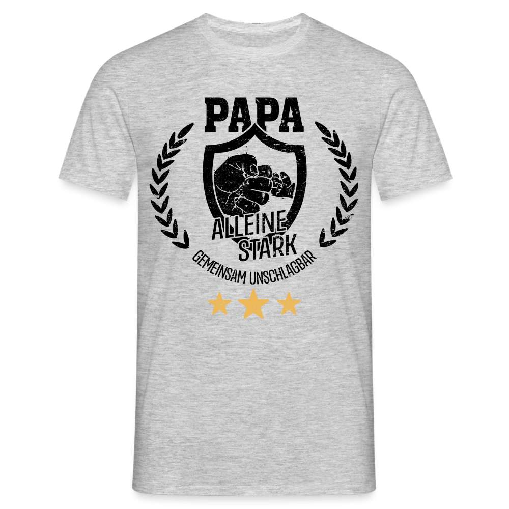 Vatertag Papa - Gemeinsam Unschlagbar Vater Sohn Tochter Geschenk T-Shirt - Grau meliert