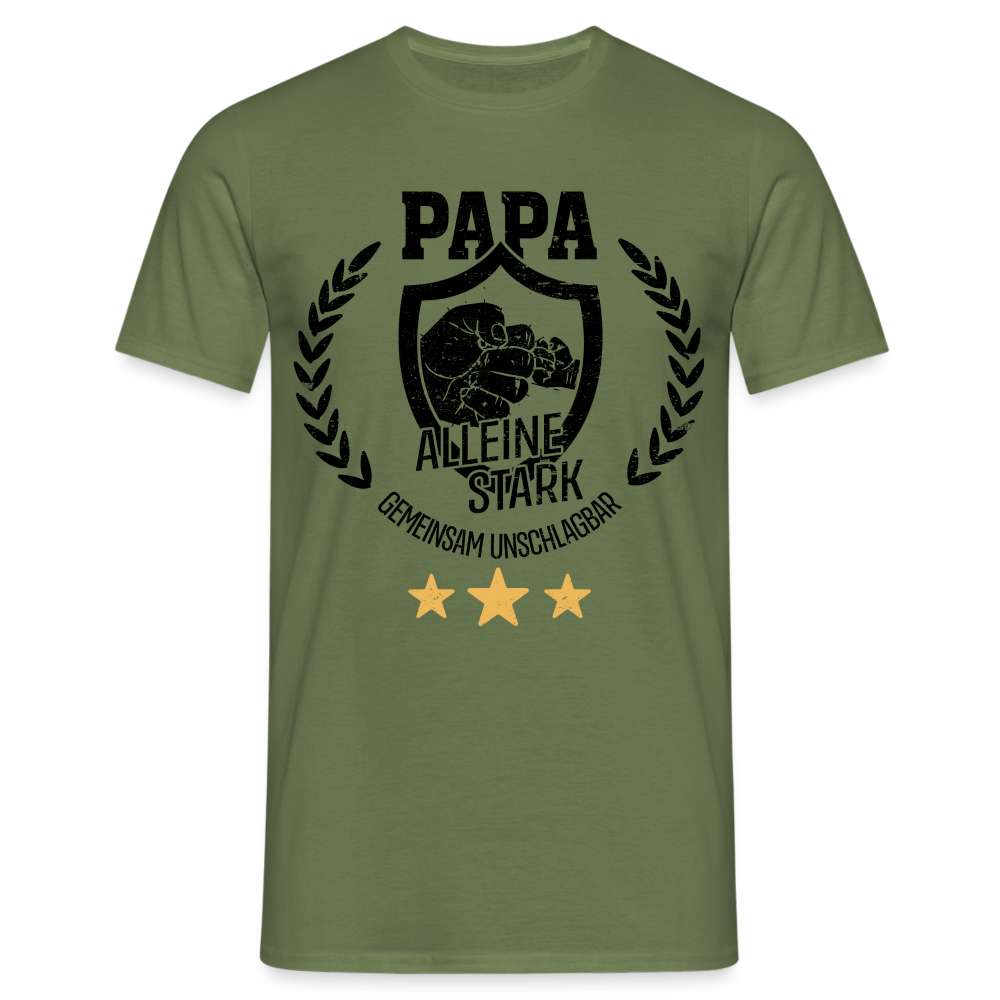 Vatertag Papa - Gemeinsam Unschlagbar Vater Sohn Tochter Geschenk T-Shirt - Militärgrün