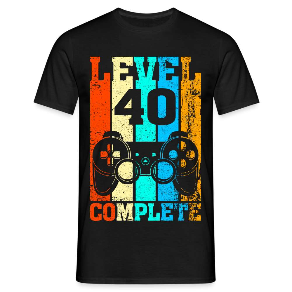 Gamer 40. Geburtstag Zocken Level 40 Complete Geschenk T-Shirt - Schwarz