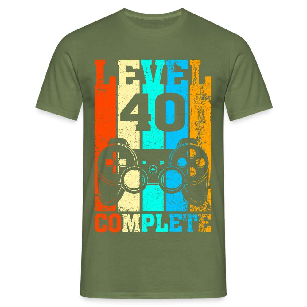 Gamer 40. Geburtstag Zocken Level 40 Complete Geschenk T-Shirt - Militärgrün