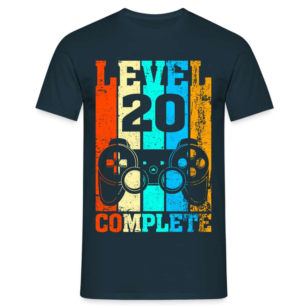 Gamer 20. Geburtstag Zocken Level 20 Complete Geschenk T-Shirt - Navy