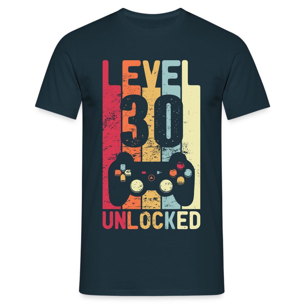 Gamer 30. Geburtstag Zocken Level 30 Unlocked Geschenk T-Shirt - Navy