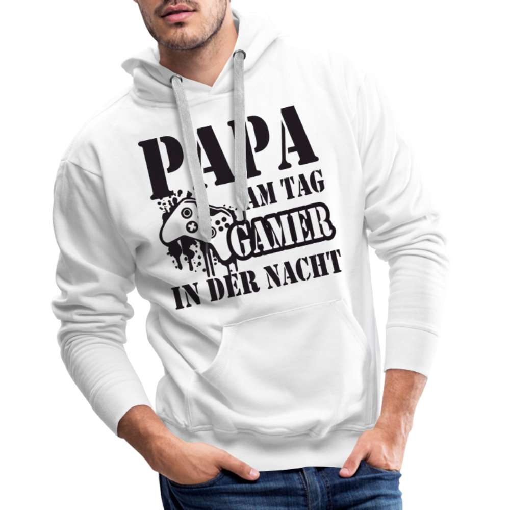 Papa am Tag Gamer in der Nacht Vater Geschenk Hoodie - weiß