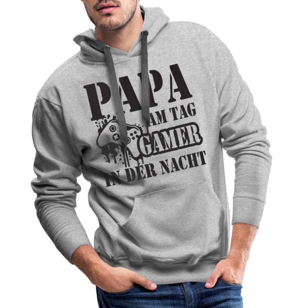 Papa am Tag Gamer in der Nacht Vater Geschenk Hoodie - Grau meliert