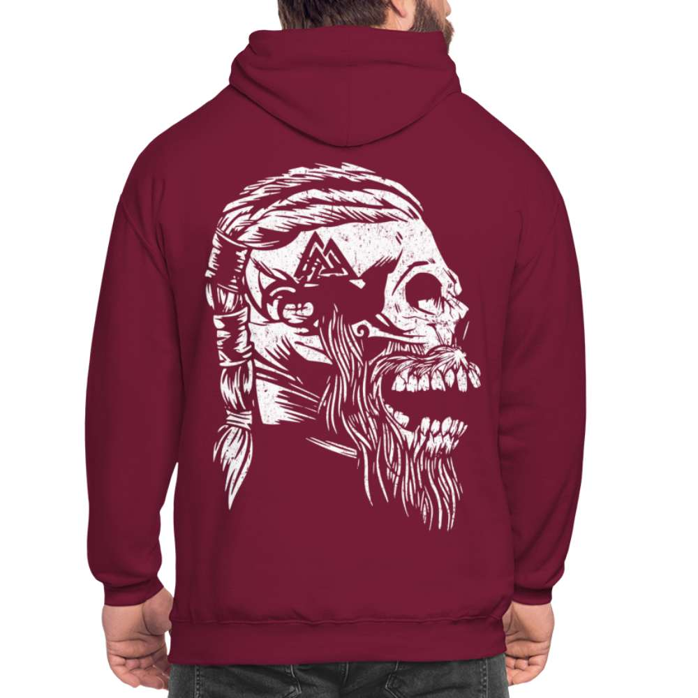 Wikinger Totenkopf Rückendruck Hoodie - Bordeaux