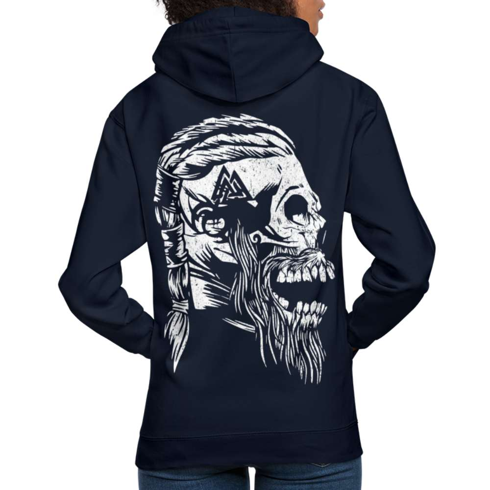 Wikinger Totenkopf Rückendruck Hoodie - Navy